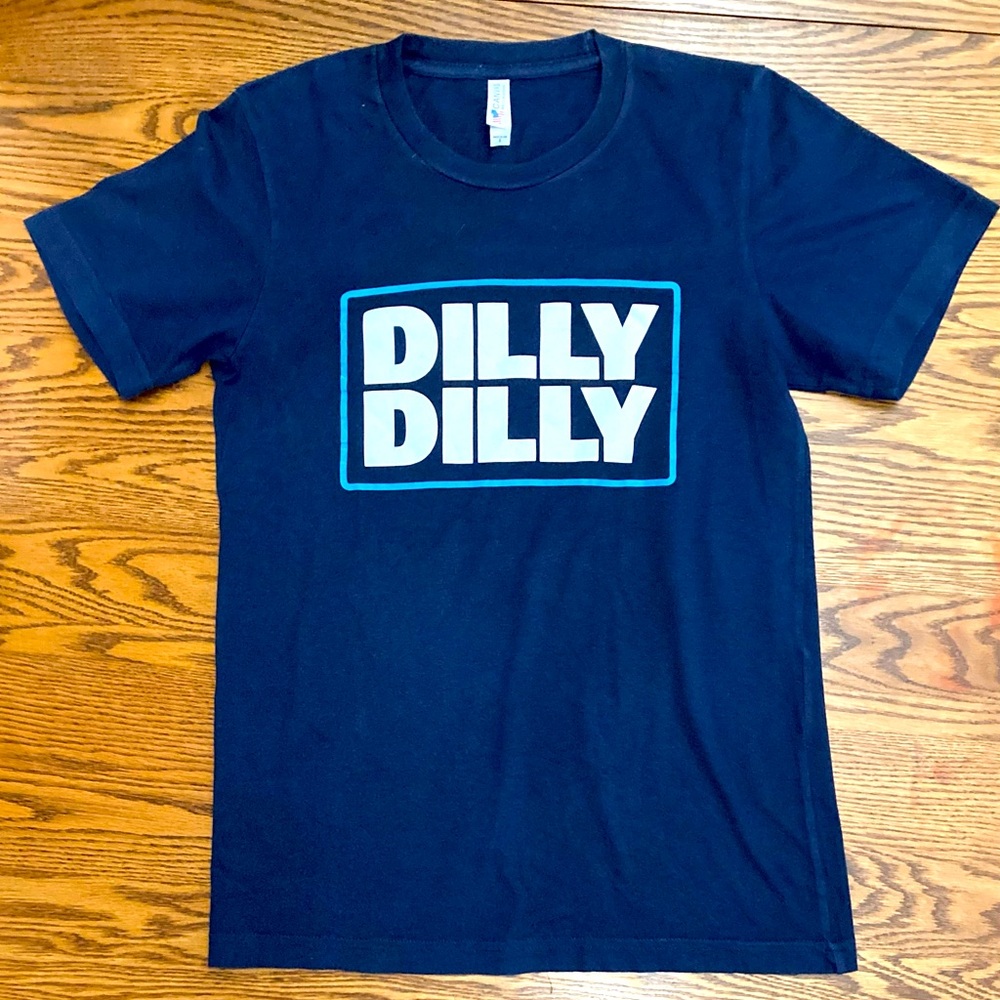 🍻BUD LIGHT🍻DillyDilly blue t-shirt 100% cotton SZ S crew washed, but not worn